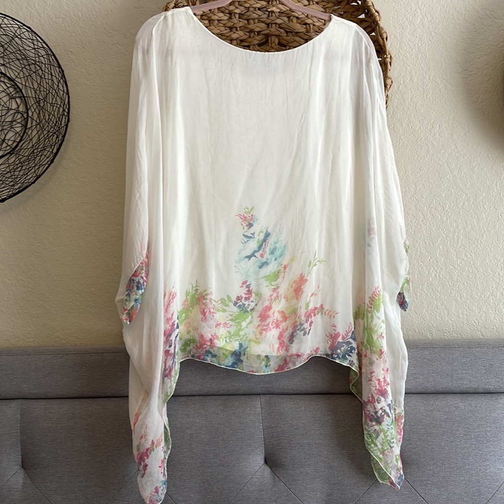 Elena Baldi Floral 100% Silk Top | Large - Picture 5 of 9